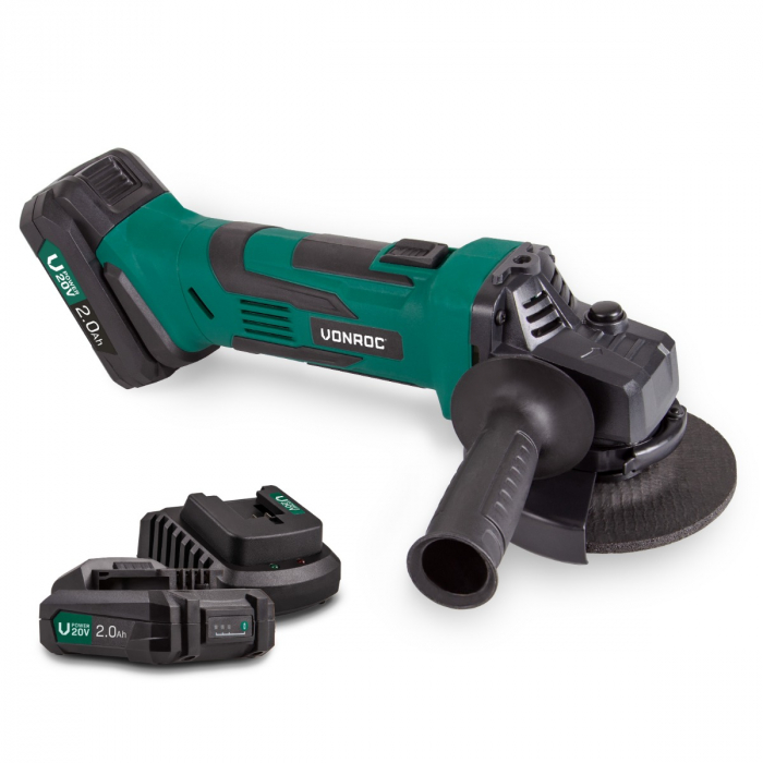Акумулаторен ъглошлайф 20V - 115мм – 2.0Ah | вкл. 2 батерии и бързо зарядно устройство main product photo